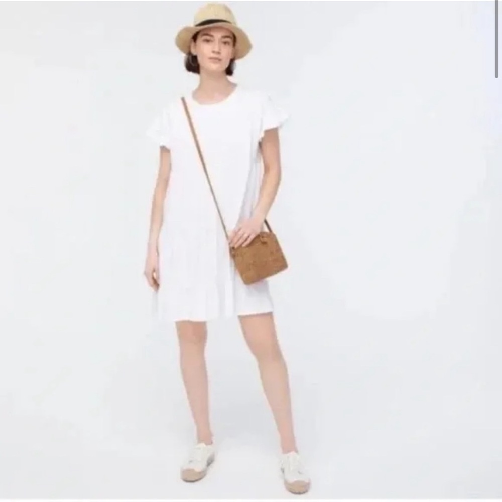 J. CREW Broken-in jersey tiered mini‎ dress in white size medium - Picture 5 of 15